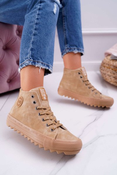 Női Big Star magas sarkú tornacipő Camel EE274116