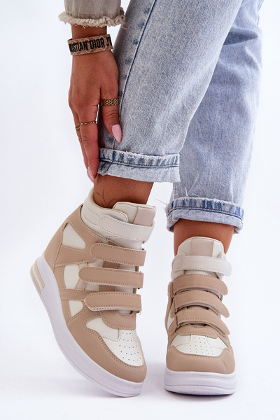 Damen Hohe Sport-Schuhe Mit Verstecktem Keilabsatz Beige Inari