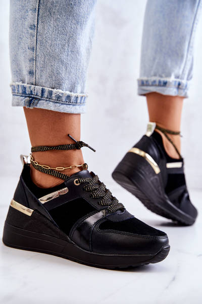 Chaussures de sport en cuir sur coin Noir Rayana