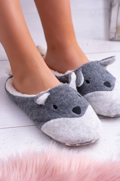 SOXO Chaussons Femme Animaux A Gris