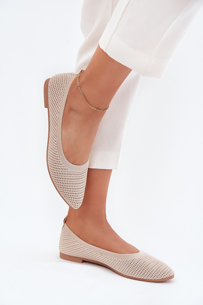 Netzstoff Ballerinas Damen Beige Sarina