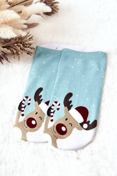 Feet Socks Reindeer Green