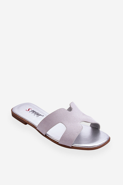 Pantoufles classiques en daim pour femmes gris Evana