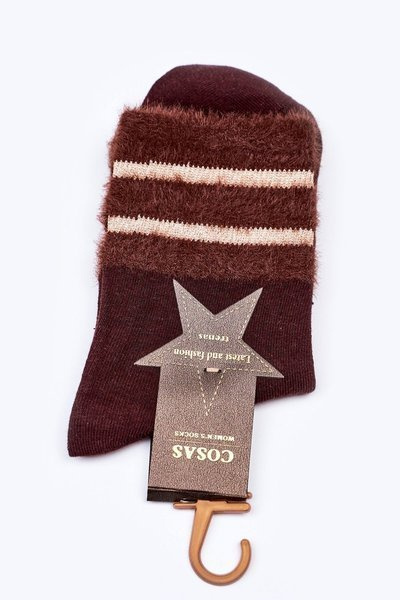 Women's Cotton Socks With Fur COSAS Brown