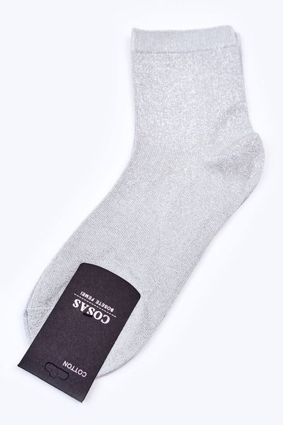Chaussettes Femme En Coton Avec Fil Argenté COSAS Gris