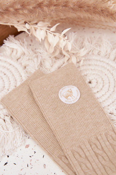 Lange Wollsocken für Damen beige