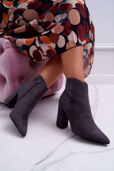 Bottines à Talons et Rivets Pointus pour Femme Gris Snack
