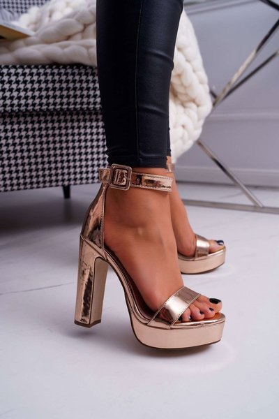 Platforma pentru femei stiletto sandale roz auriu huran