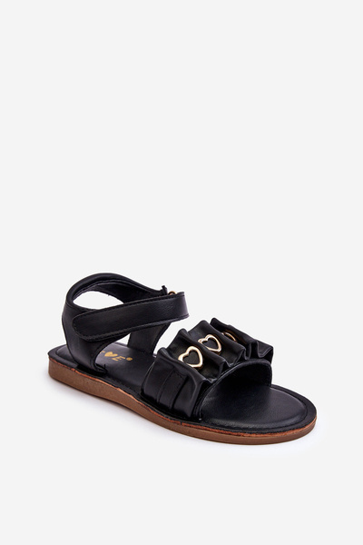 Sandales Enfant Avec Velcro Coeurs Noir Havane