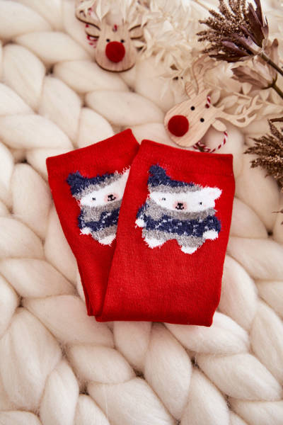 Chaussettes Smooth Jeunes Avec Un Ours En Peluche Rouge