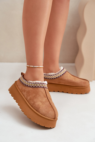 Sniego Batai Ant Platformos Su Siuvinėjimu Camel Tamilda