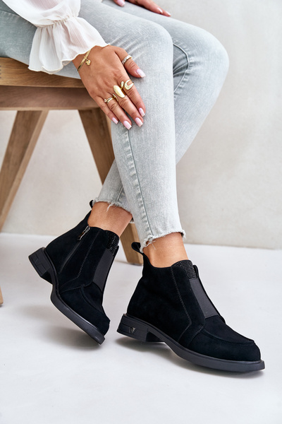 Bottines basses en daim à talon plat isolées D&A JC42-23 Noir