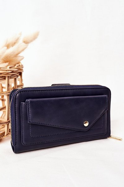 Grand Portefeuille Femme Avec Poche Bleu Marine