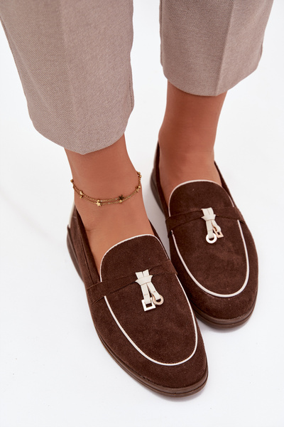 Mokaszin Loafers Női Eko Velúr Csokoládé Darwen