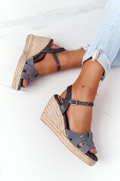 Sandale cu pană din piele Big Star HH274378 Silver