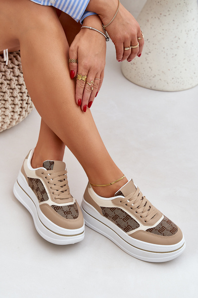 Damen Sneakers Mit Muster Beige Fenarra