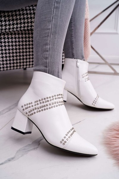 Damen Stiletto Spitze Booties Weiß Primma