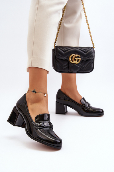 Escarpins à talons hauts en cuir verni noir Felicijana