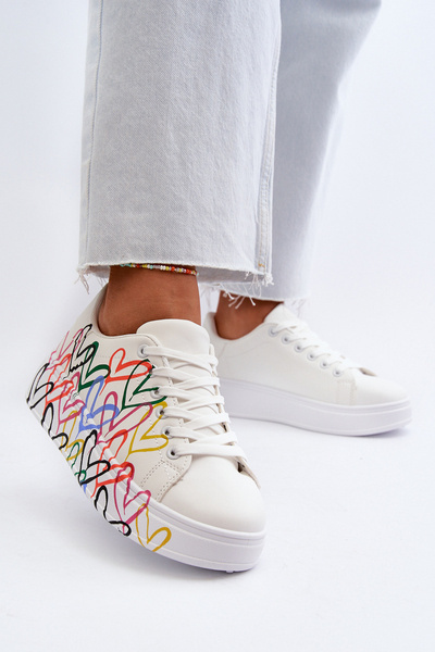 Baskets pour femmes avec coeurs blanches Claral