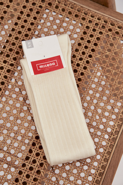 Merino Wool Knee Socks Ecru