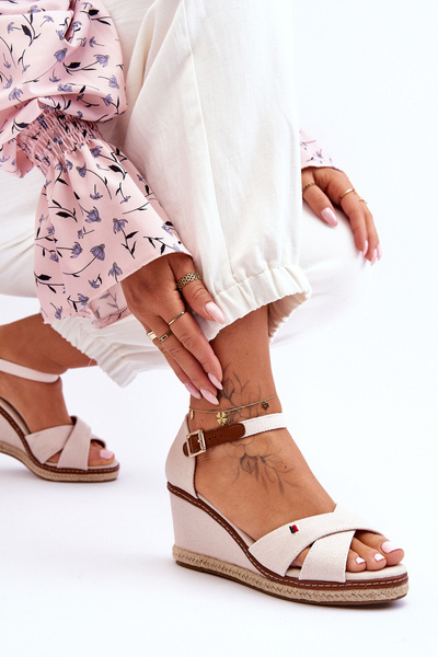 Damen-Keilsandalen Hellbeige Janet