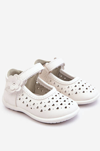 Ballerines hautes enfant ajourées à velcro Blanc Jianna