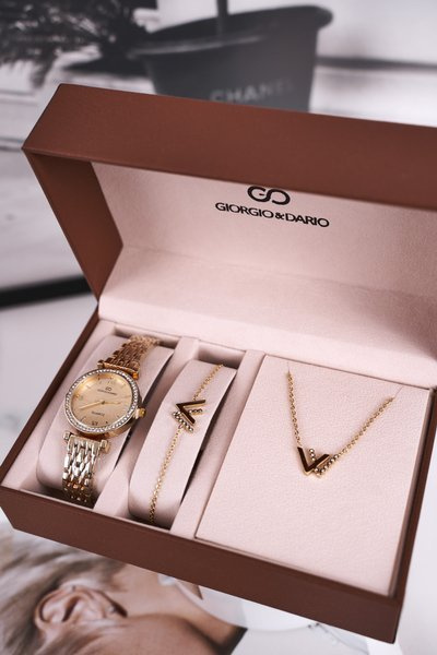 Set Watch Bracelet Necklace Giorgio&Dario Gold Veronica