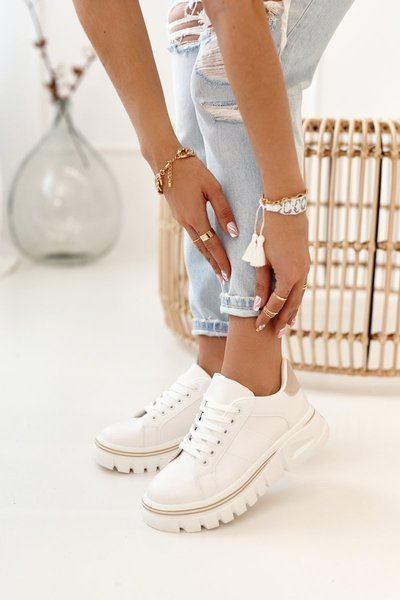 Baskets Femme Sur Semelle Grosse Blanc Beige Riri