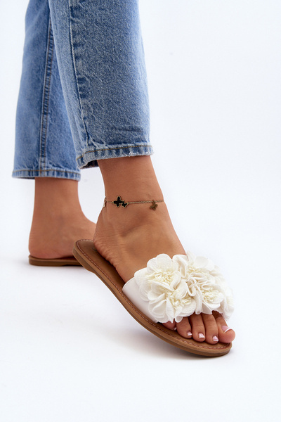 Pantoufles à fleurs blanches pour femmes Eelfan