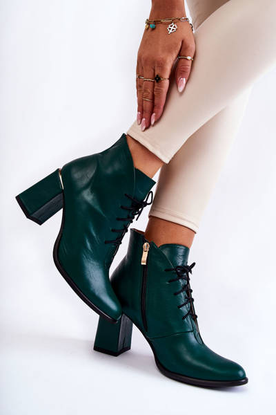 Damen-Lederstiefel mit Absatz Grüne Carrice