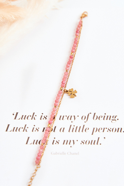 Damenarmband mit Perlen Rosa-Gold