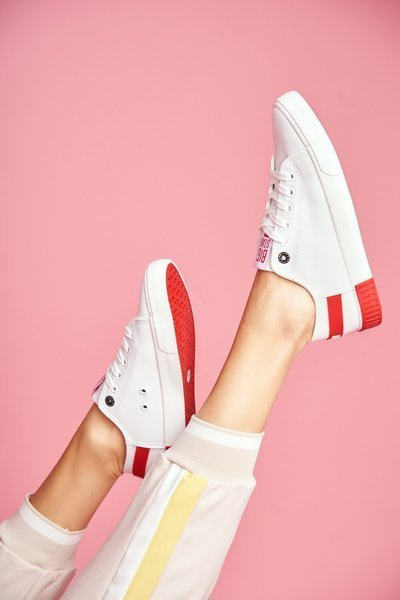 Chaussures de tennis en cuir BIG STAR pour femmes FF274174 blanc rouge