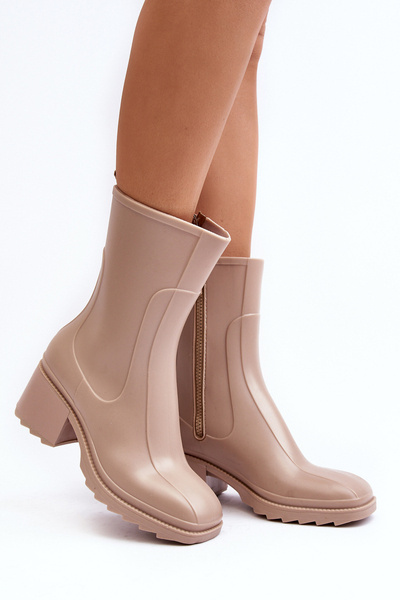 Damen Matt Gummistiefel Knöchelstiefel Beige Bertaida