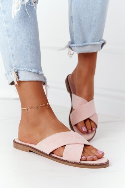 Women's Suede Slippers Pink Edesa