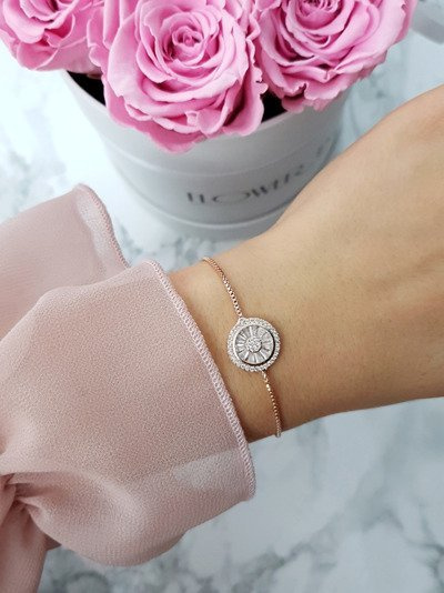 Bracelet Femme Sur Chaîne Cercle Or Rose Neli