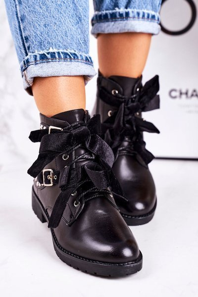 Bottes Isolées Pour Femmes Avec Boucles Et Ruban Noir Spécial