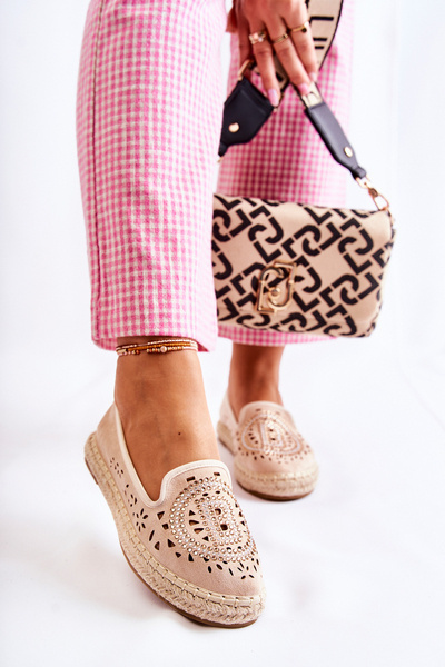 Áttört bebújós női espadrillák bézs Meredith