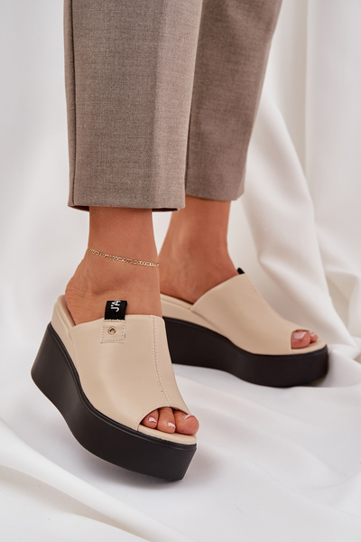 Plattform- Und Keilsandalen Aus Öko-Leder Beige Eridoria