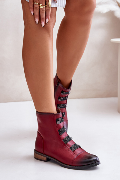 Bottines chaudes à fermeture éclair pour femme bordeaux Evalith