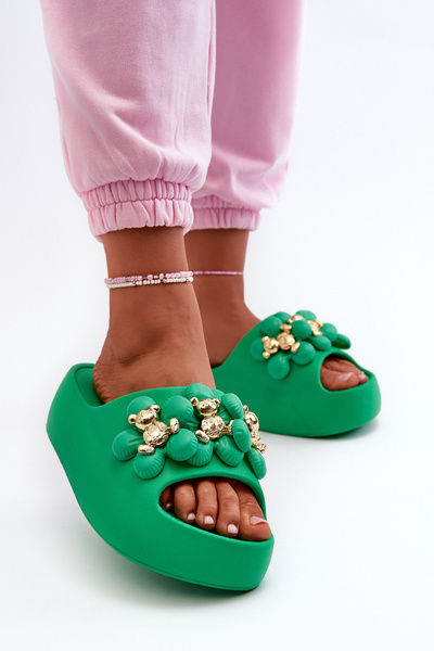 Claquettes En Mousse Pour Femme Avec Décorations Sur Semelle Épaisse Vert Bremavia