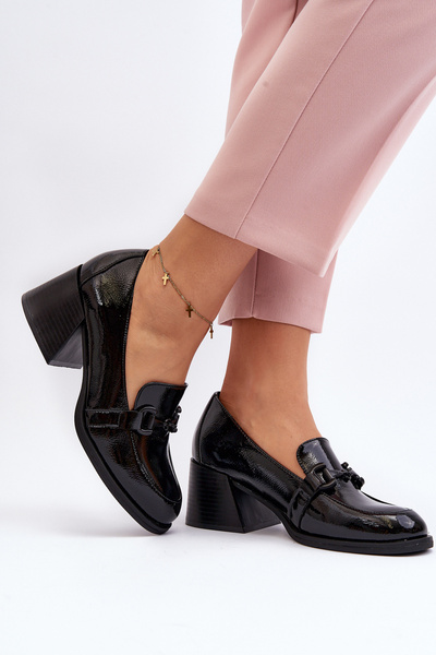 Chaussures à talons hauts vernies noires Nireva