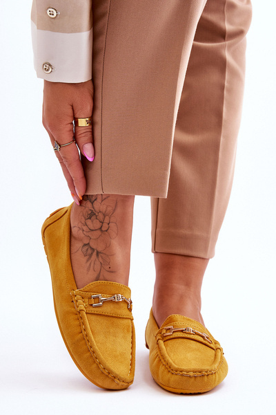 Wildleder-Loafer mit Ornament gelb Eleina