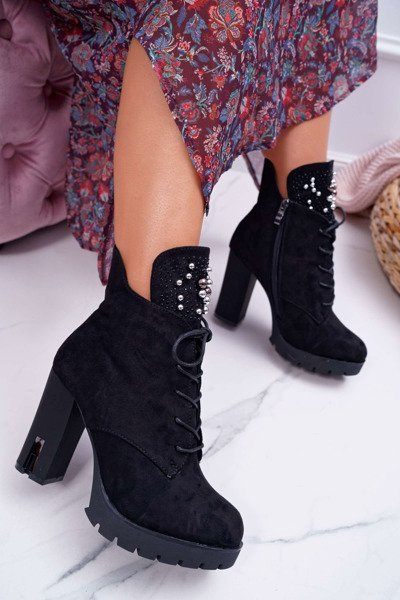 Platforma pentru femei Stiletto Boots Suede Black Fieste