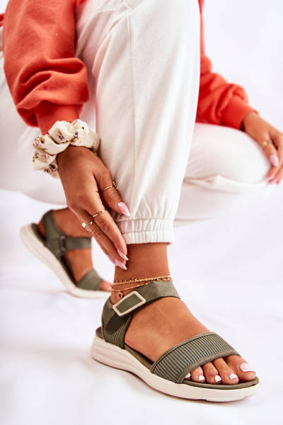 Sandale confortabile pentru femei cu Velcro Green Sidney