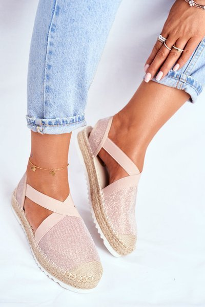 Femei Espadrilles decupate Pink Brocade Motiv