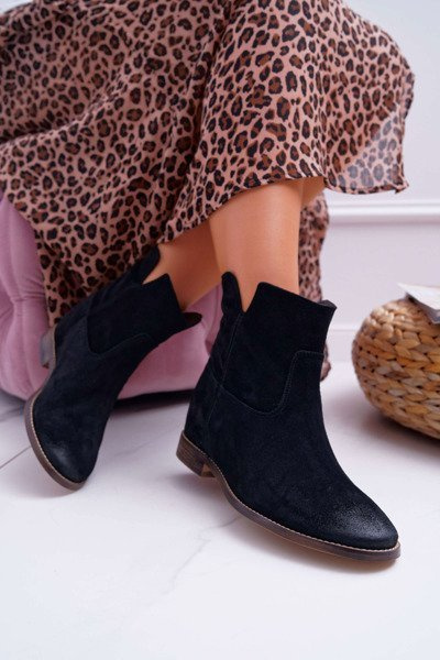 Cizme pentru femei ascunse cu toc plat negru Nicole 2419