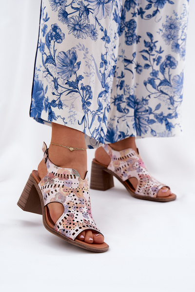 Sandales Femme Ajourées À Talon Multicolore Tosine
