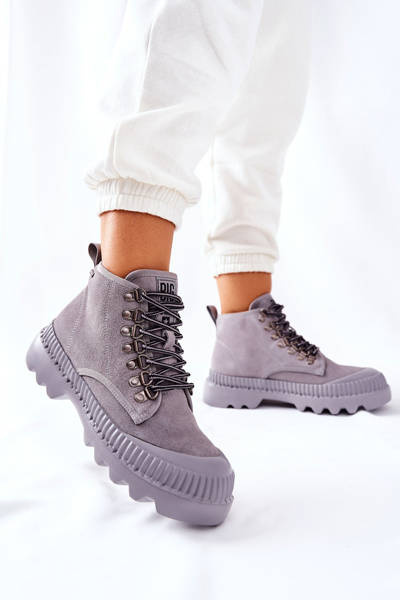 Leder-Trapper-Stiefel Big Star II274365 Grau