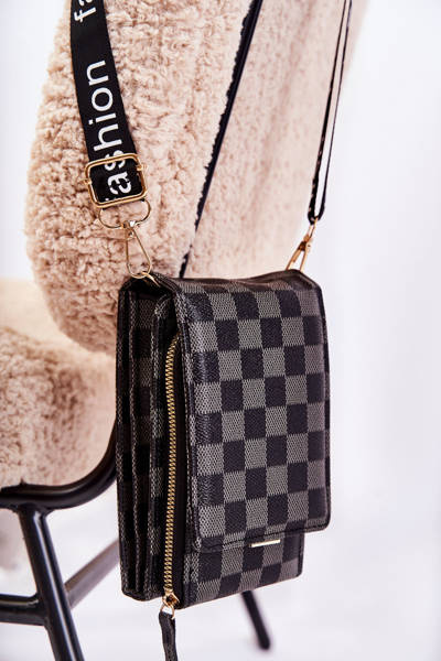 Geldbörse 2in1 Schwarz Costa Kariert Magnet