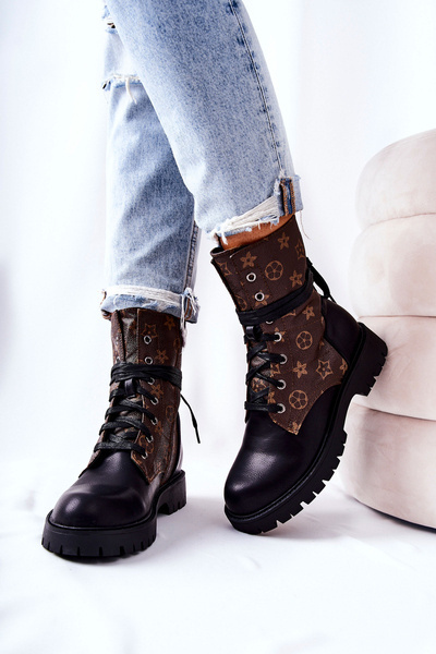 Lonevis-Stiefel aus braunem und schwarzem Leder